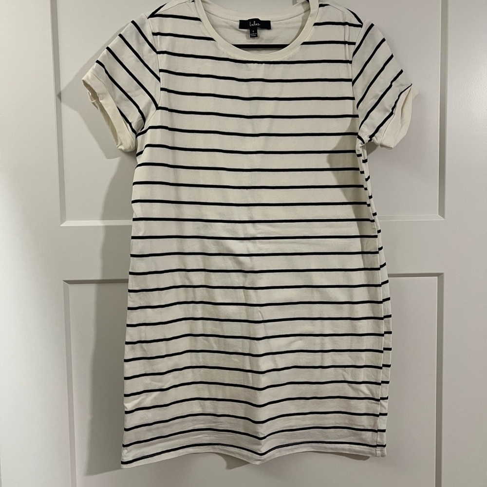 Lulu's Black and White Striped Mini Dress